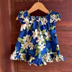 Handmade Hawaii Vintage Baby Girl Dress, Ruffles Galore! Tropical Floral